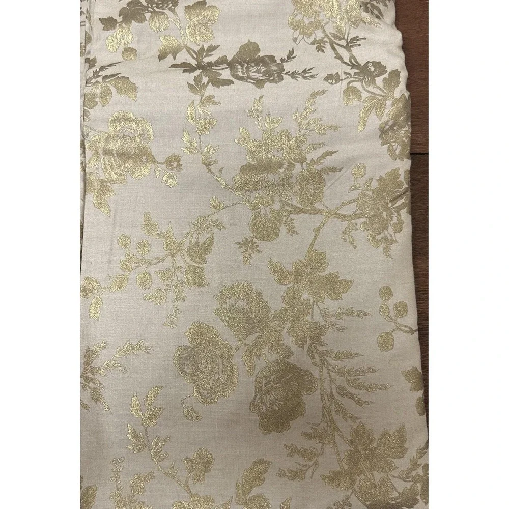 Vtg MCM Retro Gold Metallic Floral Rose Craft Upholstery Fabric 6 Yards NEW